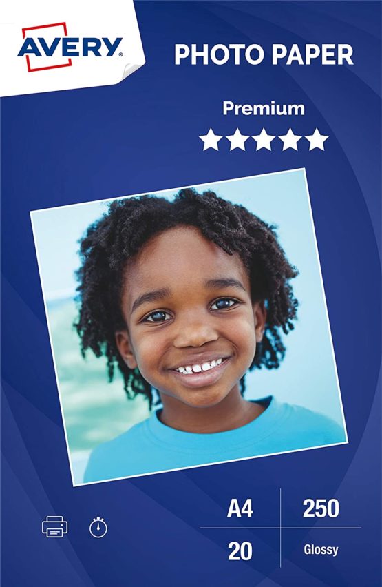Avery 2555-C Premium Glossy Photo Paper 250g/m, Inkjet Printers, A4, 20 Sheets, White