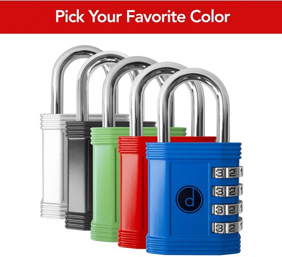 Padlock 4 Digit Combination Lock - for Gym School Locker, Outdoor Gate, Shed, Fence, and Storage - Weatherproof Metal - Keyless, Easy to Set, Resettable - Blue - Image 4