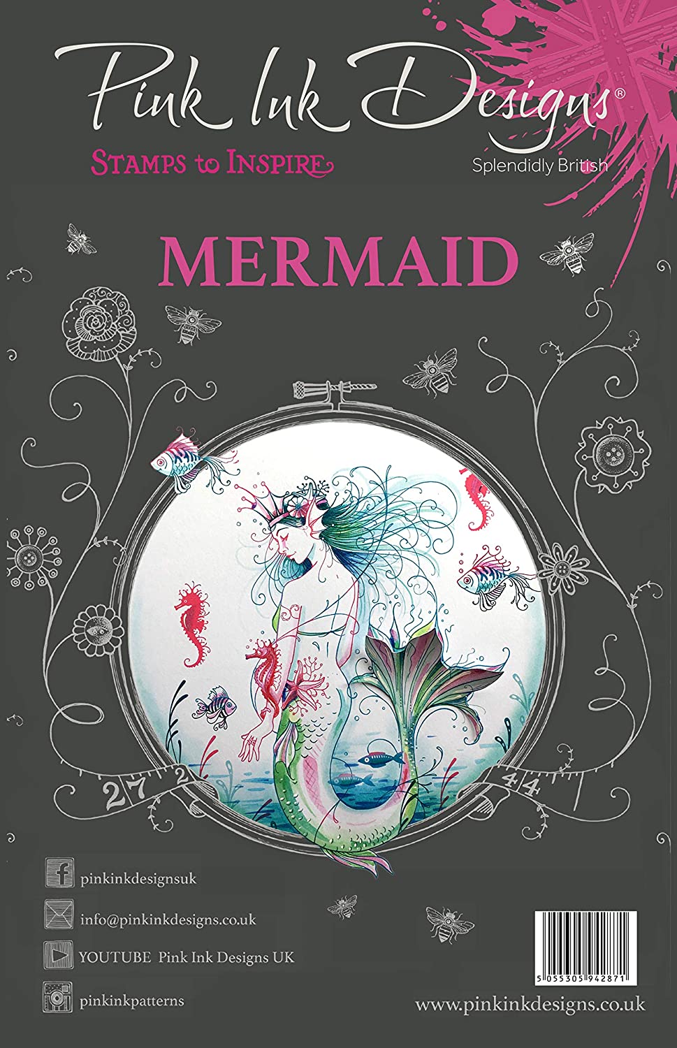 Pink Ink Designs Clear A5 Stamp-Mermaid, Transparent