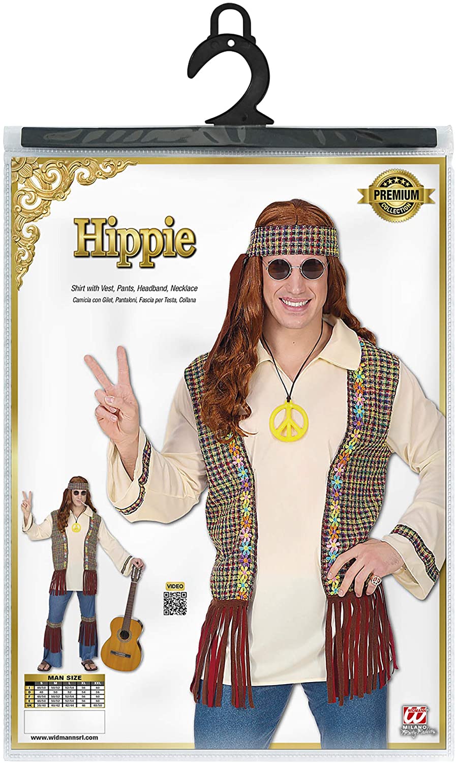 Fancy Dress Costume Mens Male Happy Hippie Adult 60s 70s Retro Outfit M, Multicoloured - Image 2