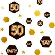 Neviti 773390 Glitz and Glamour Age 50 Confetti Table Scatters, Black/Gold