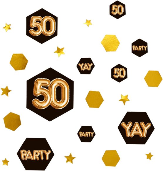 Neviti 773390 Glitz and Glamour Age 50 Confetti Table Scatters, Black/Gold