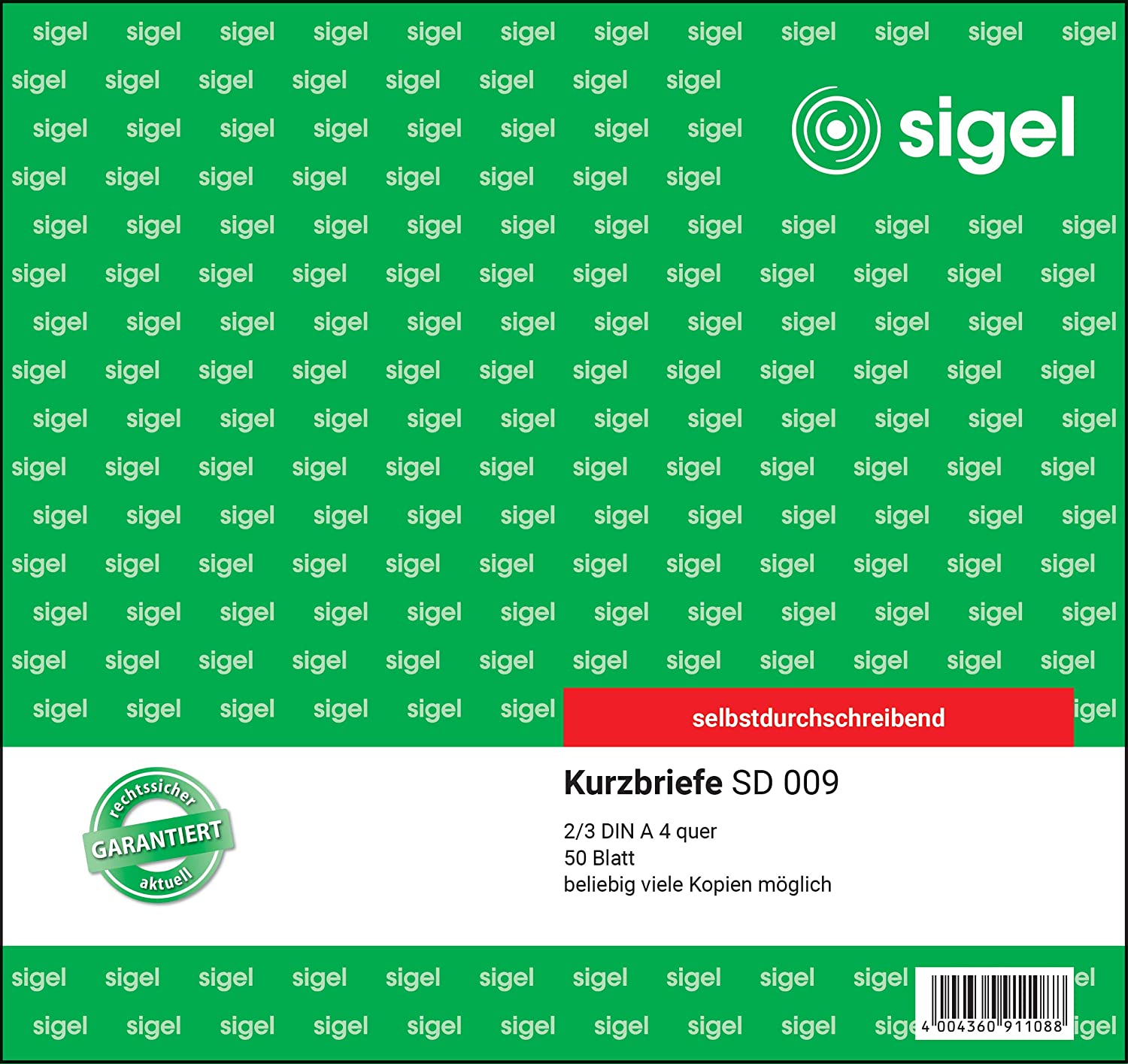 SIGEL SD009 Short Letters CFB 2/3 A4 50 Sheets Carbonless Copying