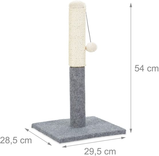 Relaxdays Freestanding Scratching Post for Cats with Sisal Post and Ball, 54 cm, Grey - Image 4