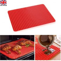 2022 Silicone Pyramid Baking Cooking Mat Diamond Chef Tray Oven Non-Stick Value Pack Red, Reducing Healthy Heat-Resistant for Grilling BBQ 15.1 X 10.6Inch (1 Pack Red Mat)