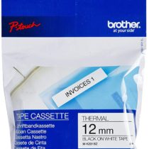 Brother M-K231BZ Labelling Tape Cassette, Black on White, 12 mm (W) x 8 m (L), Brother Genuine Supplies