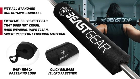 Beast Gear Barbell Pad - Heavy Duty, Weightlifting, Squat, and Hip Thrust Pads with Secure Hook & Loop Fastener - Cushioned Foam Protection for Weighted Bar - Image 4