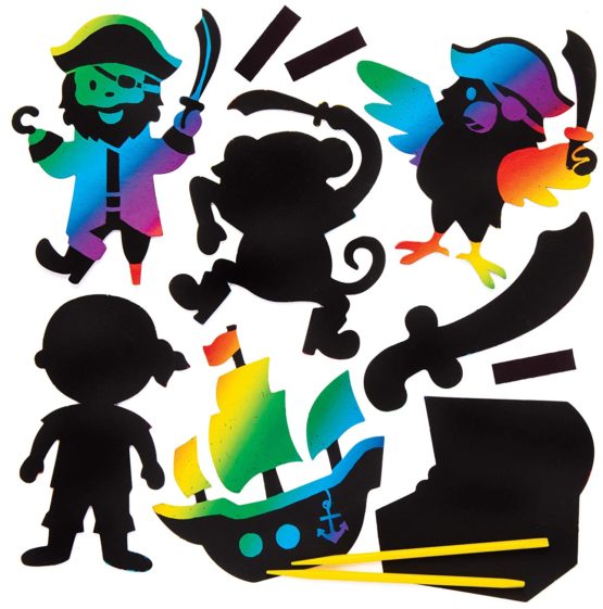 Baker Ross AW614 Pirate Scratch Art Magnets (Pack of 10), Black - Image 2