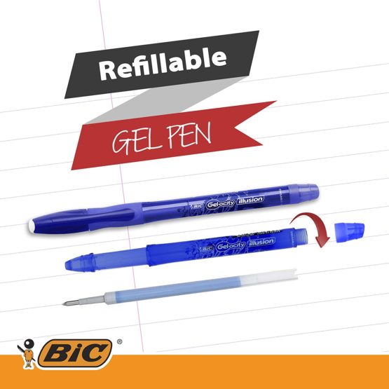 BIC 943441 0.7 mm Gel Ocity Illusion Gel Pen - Black (Pack of 12) - Image 3