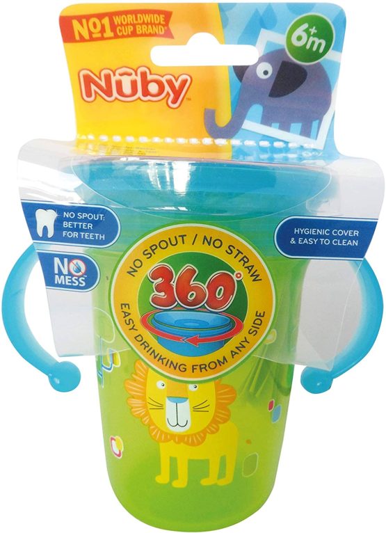 Nûby - 360° Wonder Cup with Handles - Aqua - 240 ml - 6 Months - Image 3