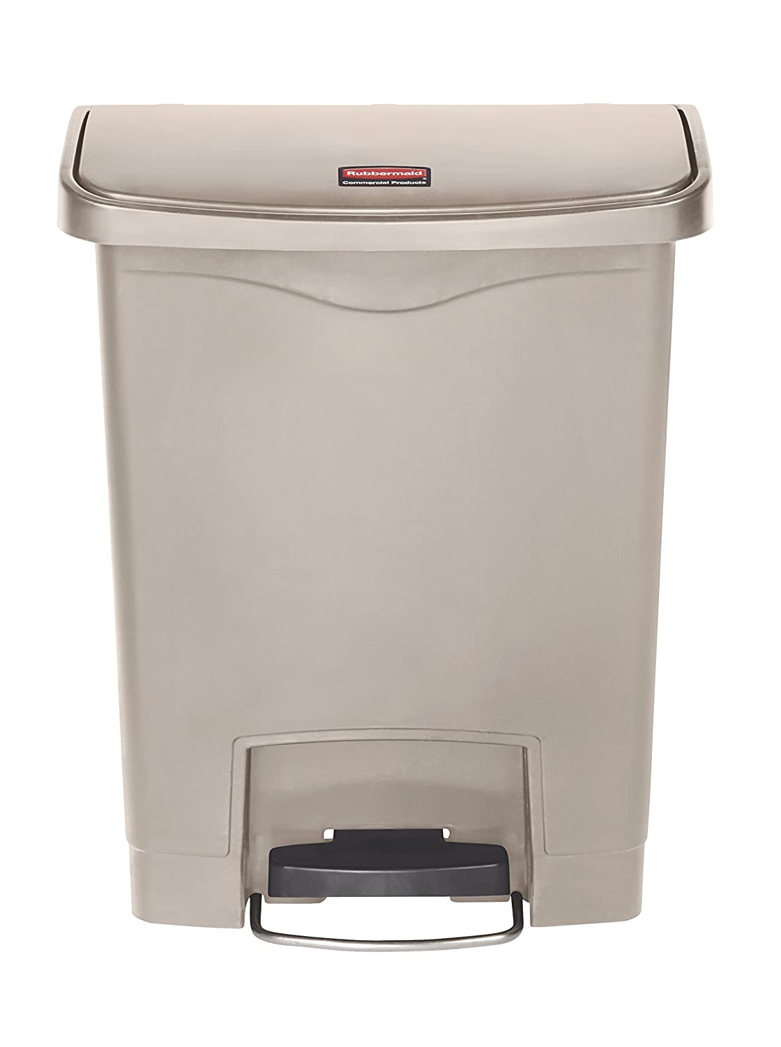 Rubbermaid Commercial Products Slim Jim Step-on Resin Front Step Waste Receptacle Bin 30 Litre Beige 1883456 - Image 2