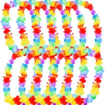 eBoot 10 Pieces Hawaiian Ruffled Flower Lei Luau Floral Leis for Dress, Party Necklace and Beach (Multicolor A)