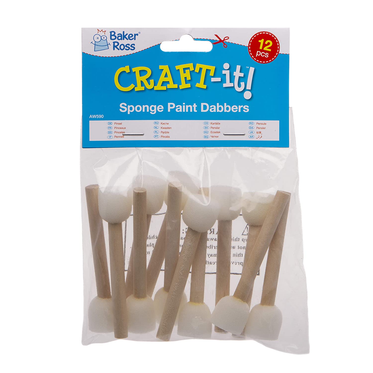 Baker Ross AW590 Mini Sponge Paint Dabbers (Pack of 12), Assorted - Image 2