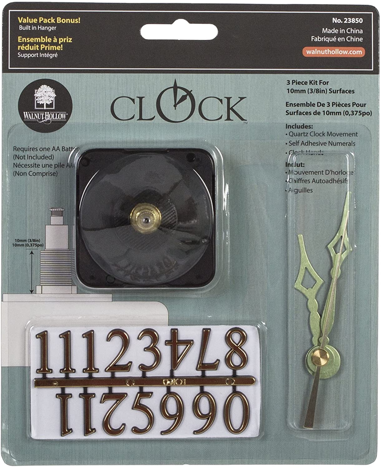 Walnut Hollow Clock 3-piece Kit For 0.375-inch Surfaces – Bigamart