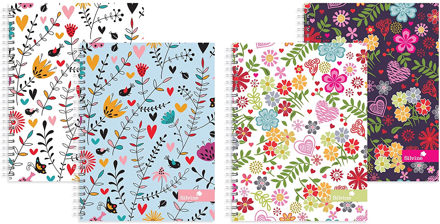 Silvine A5 Wirebound Notebooks in 4 Assorted Marlene West Designs. 160 Pages, Lined with Margin. Ref TWA5MW