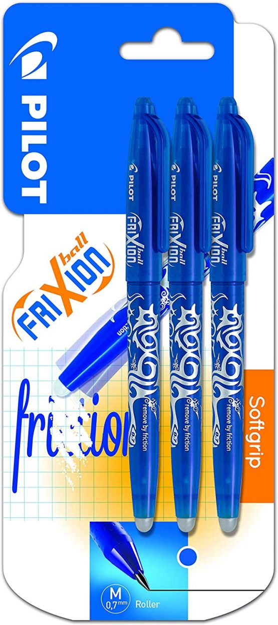 Pilot Frixion Erasable Rollerball 0.7 mm Tip - Blue, Pack of 3