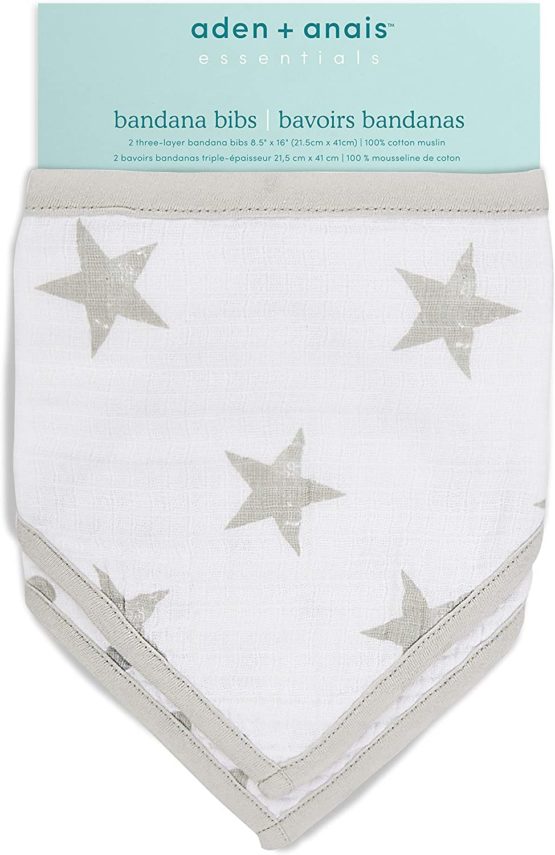 aden + anais essentials Bandana Baby Bib, 100% Cotton Muslin, 3 Layer Burp Cloth, Super Soft & Absorbent for Infants, Newborns and Toddlers, Adjustable with Snaps, 2 Pack, dusty - Image 2