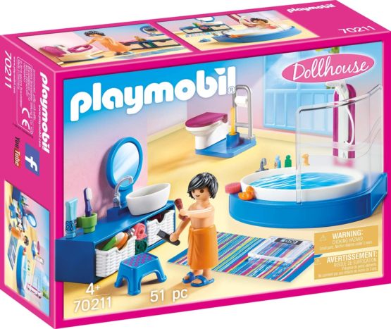 Playmobil 70211 Dollhouse Furnished Bathroom, for Children Ages 4+