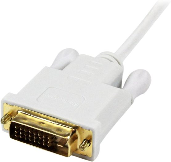 StarTech 6 foot Mini DisplayPort to DVI Active Adapter Converter Cable - 6 ft (1.8m) Active mDP to DVI M/M Cable - 1920x1200 - White (MDP2DVIMM6WS) - Image 3