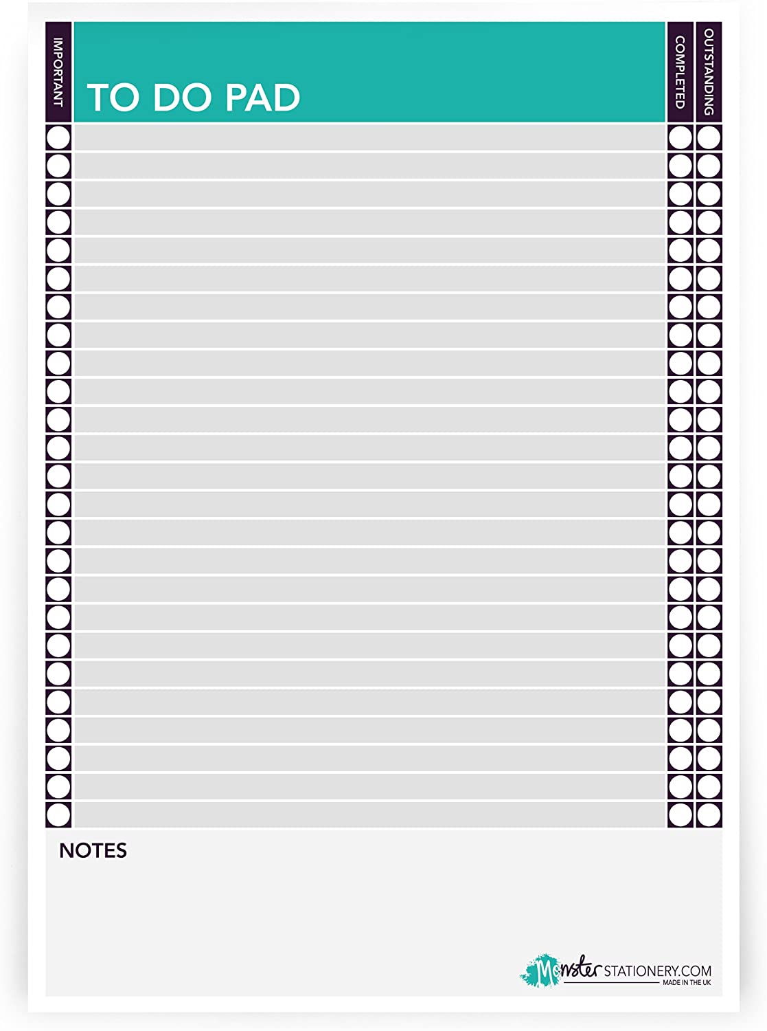 Monster Stationery - A4 to Do Pad/Daily Schedule Planner/Desk Pad - 60 Sheets - 80gsm - Made in UK - Image 2