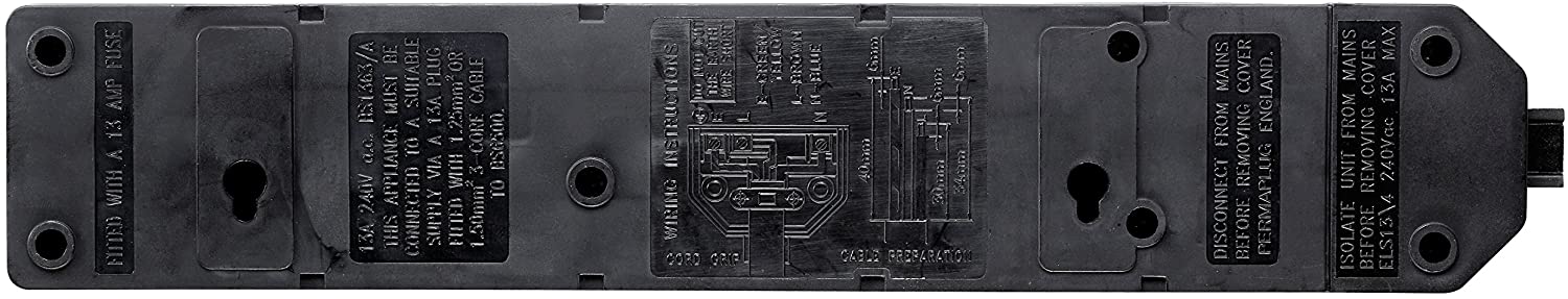 Masterplug ELS134B-01 Permaplug Four Socket Trailing Socket With Power Indicator, Without Plug And Cable, 13 Amp, Black - Image 3
