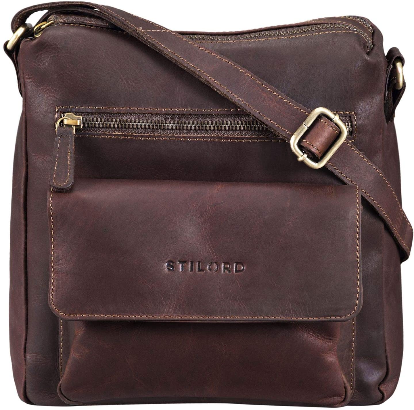 STILORD "Mira" Vintage Shoulder Bag 12.2 pouces Women/Handbag Leather/Evening Tote Genuine Leather Colour:Cognac Dark Brown - Image 2