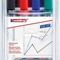 edding 360 Whiteboard Marker Set - Multi-Coloured - 4 Whiteboard Pens - Round Tip 1.5-3 mm - Whiteboard Pen Dry Wipe - for Whiteboards, Flipcharts, Magnetic, Memo Boards - Sketchnotes - Refillable