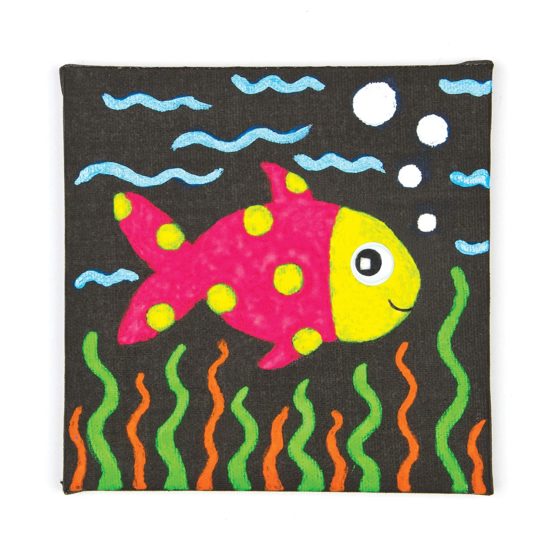 Baker Ross AF970 Mini Black Fabric, Primed and Stretched Canvas Perfect for Painting, Artist Work and Arts and Crafts, Assorted, (Pack of 3) - Image 2