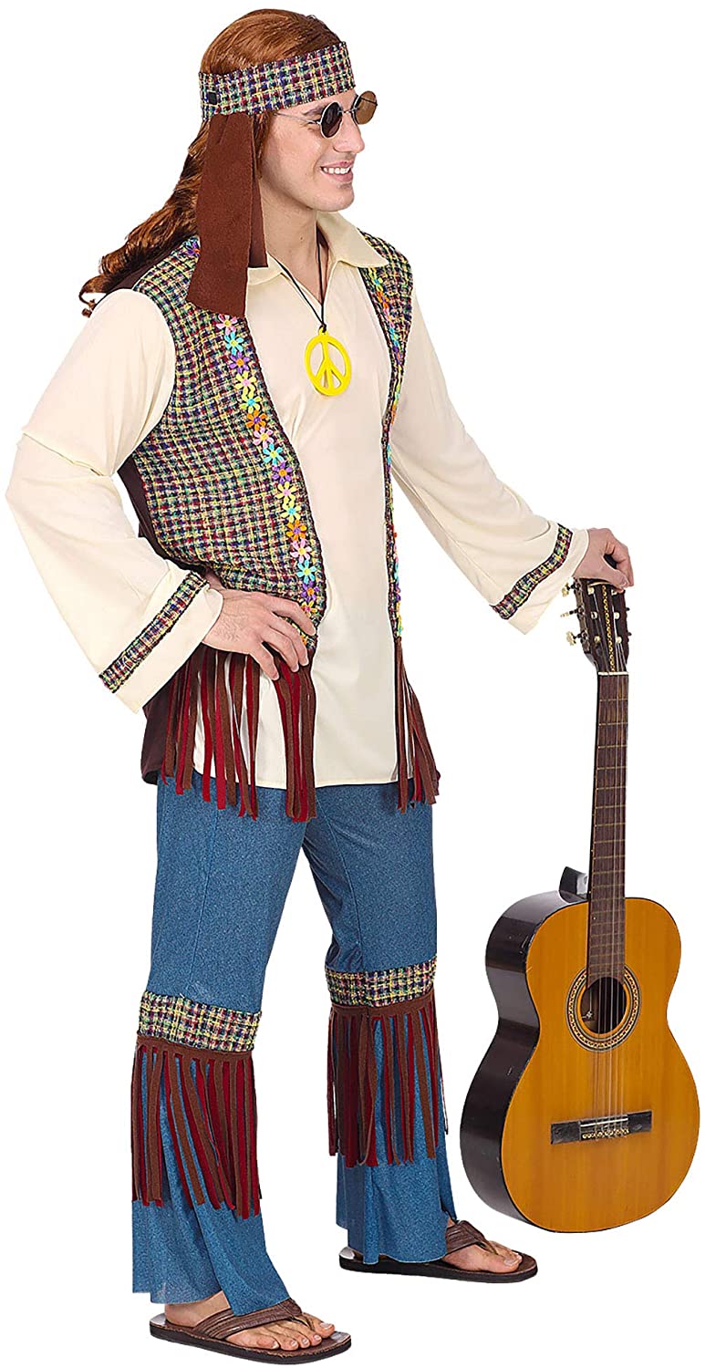 Fancy Dress Costume Mens Male Happy Hippie Adult 60s 70s Retro Outfit M, Multicoloured - Image 4