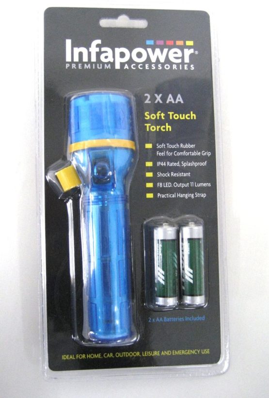 Infapower INFA-F020 Splashproof Soft Touch Rubber Extra Bright F8 LED Torch with Shock Resistance, Blue - Image 4