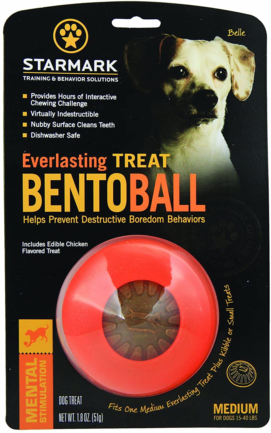 Starmark Everlasting Bento Ball for Dogs Medium, Clear