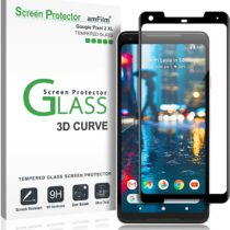 Google Pixel 2 XL Screen Protector Glass, amFilm Full Cover (3D Curved) Tempered Glass Screen Protector with Dot Matrix for Google Pixel 2 XL (Black)