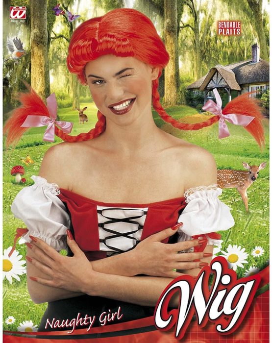 Ladies Naughty Girl Bendable Plaits Red Wig for Hair Accessory Fancy Dress - Image 2
