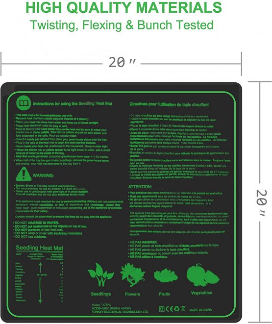 Hyindoor Seedling Heat Mat Heated Propagator Durable Waterproof Seedling Heating Pad for Winter Hydroponic Indoor Seedling Germination 20"x 20"(50 * 50cm) - Image 2