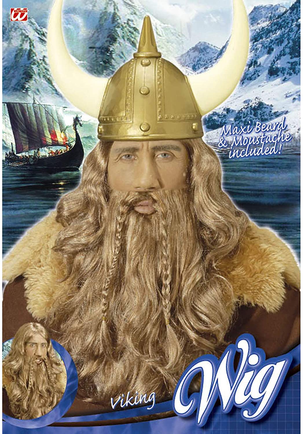 Viking withMaxi Beard Moustache Wig for Hair Accessory Fancy Dress, Brown, standard size - Image 2