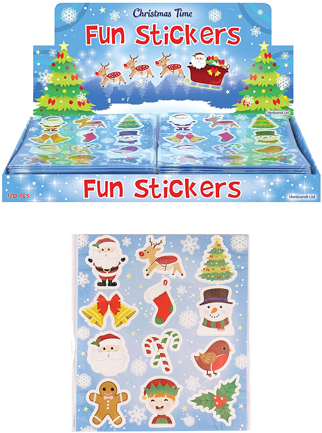 Henbrandt 12 x Christmas Sticker Pack