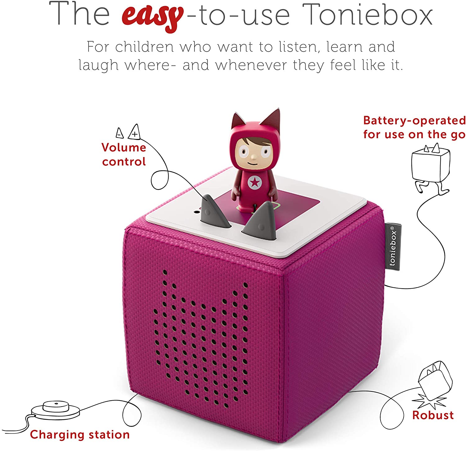 tonies Toniebox 1 Wireless Musical Storybox Starter Set, including 1 Creative, Purple, 12 x 12 x 12 centimeters - Image 2