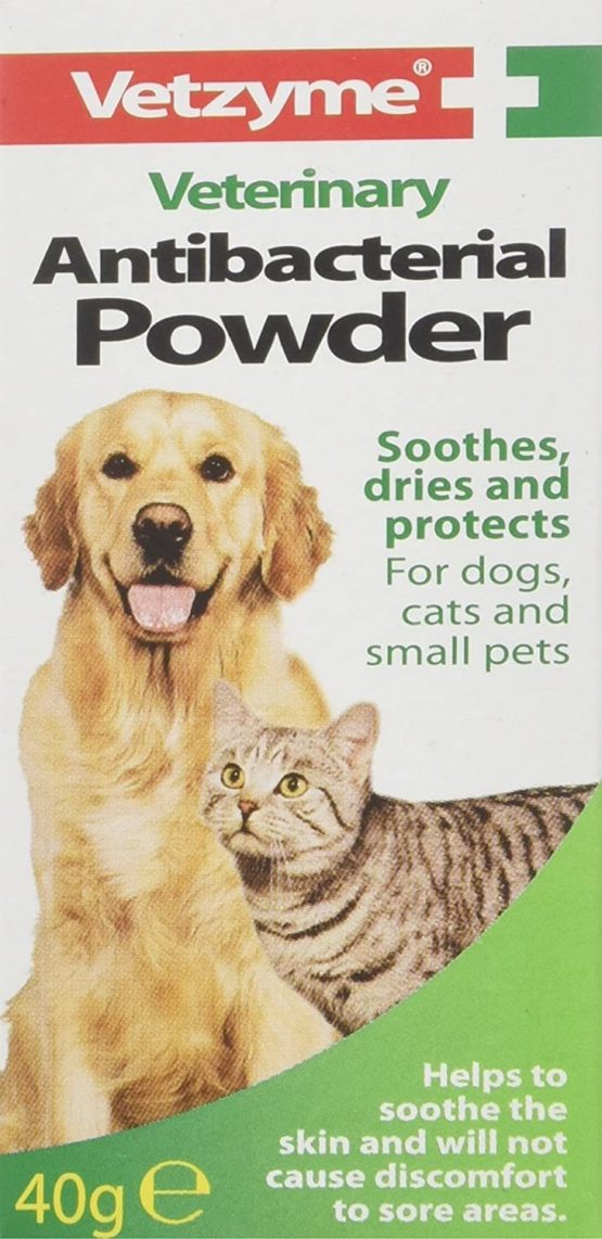 Vetzyme | Veterinary Antibacterial Powder for Dogs, Cats & Small Pets | Gently Soothes, Dries & Protects the Skin From Harmful Bacteria (40 g)