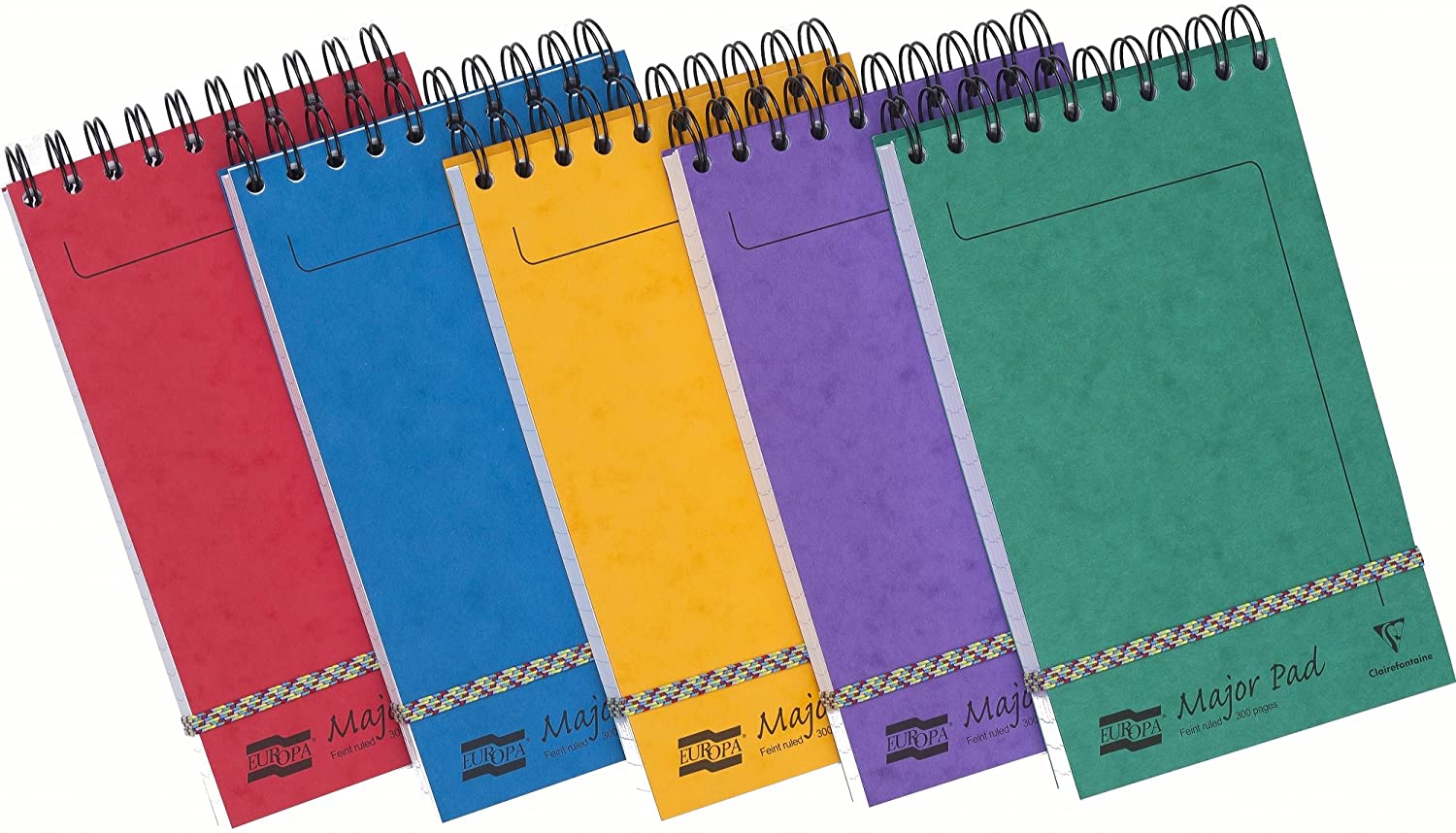 Clairefontaine 4880Z Set of 10 Major Pad Europa Spiral Notepads, 12.7x20.7 cm, 300 Lined Pages, 90 g White Paper - Image 2