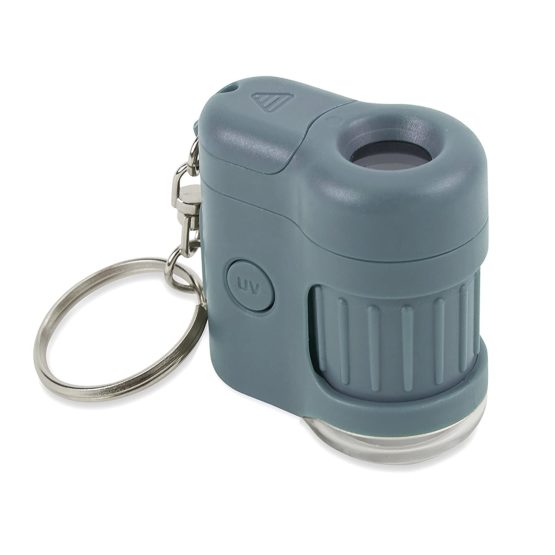 Carson MM-280B MicroMini LED Lighted 20x Pocket Microscope with Built-In UV Ligh tand LED Flashlight - Blue