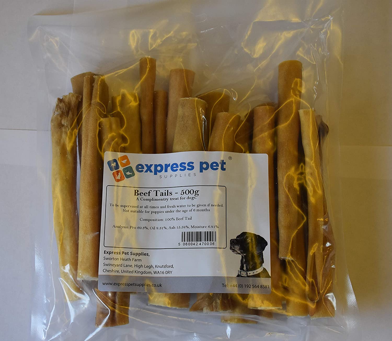 Express Pet Supplies Beef Tails 500g (10-13 Tails) 15cm (6 Inch), 500 g (Pack of 1)