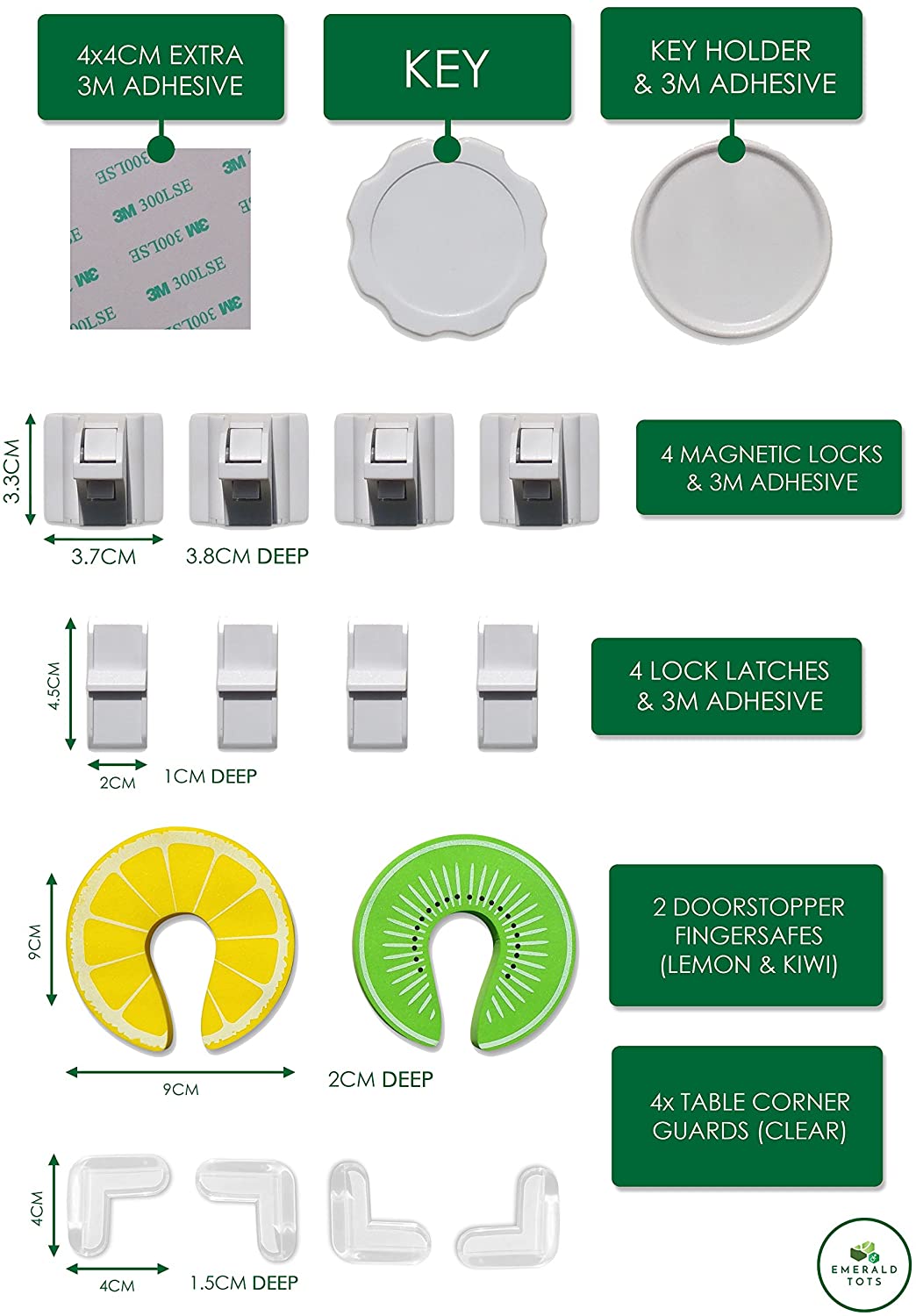 Emerald Tots Magnetic Baby Safety Cupboard Locks & Bonus Baby proof Kit (4+1 key), 4 Locks + 1 Key - Image 3