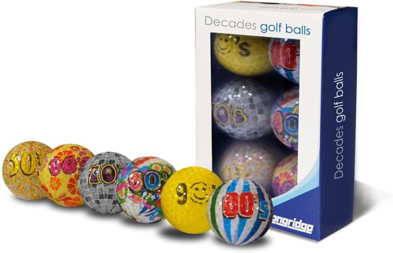 Longridge Decades Novelty Golf Balls (Pack of 6) - Mixed