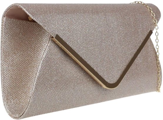 Girly HandBags Metallic Woven Clutch Bag Evening Elegant Events Shoulder Chain Ladies Women - Image 2