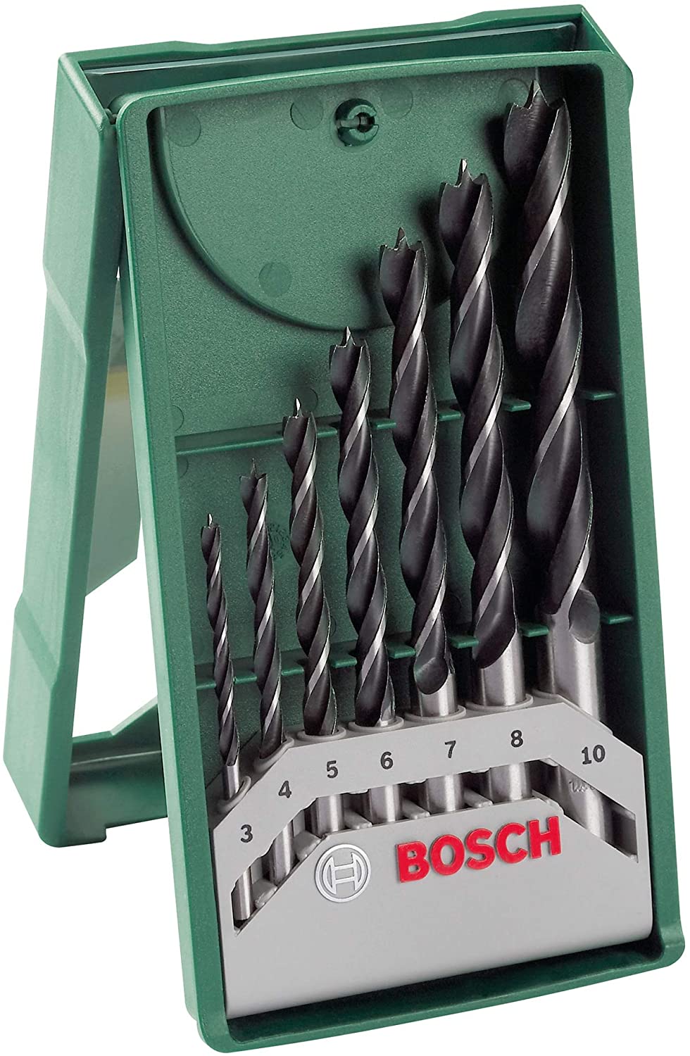 Bosch 7pc. Mini-X-Line Brad Point Wood Drill Bit Set (for Soft- and Hardwood, diameter 3-10 mm