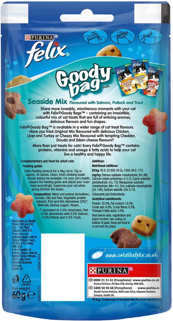 Felix Goody Bag Cat Treats Seaside Mix 60g (Pack of 8) - Image 2