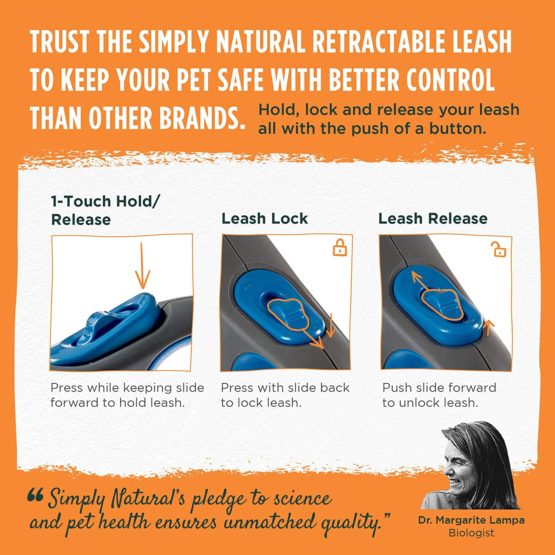 Dog Leash by Simply Natural – 3-Metre Retractable Dog Lead Extendable for Dogs up to 15kg with 1 Touch Lock and Release for Stronger Dog Leads Retractable - Image 4