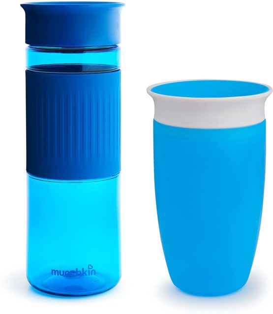 Munchkin Miracle 360 Cup Parent and Kid Set, 24 and 10 oz, Blue, 2 Pack