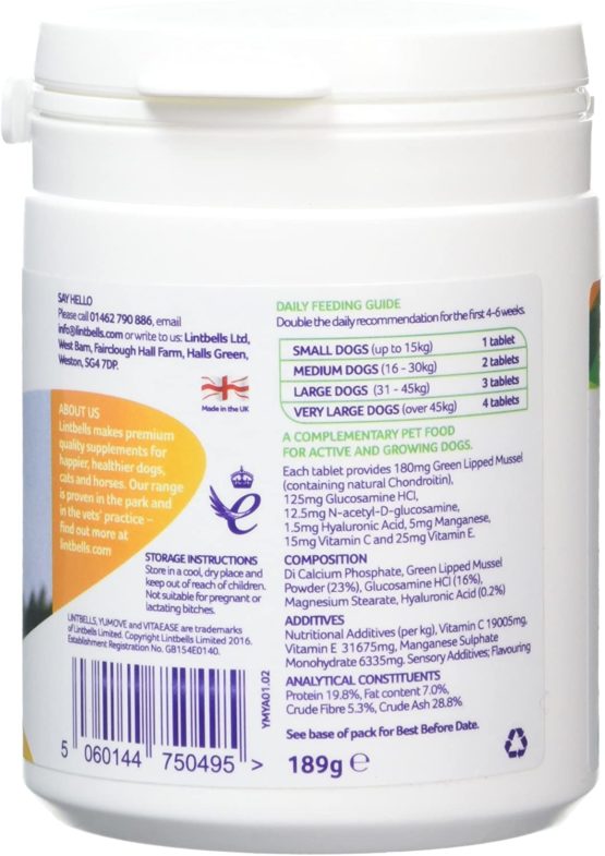 Lintbells | YuMOVE Young and Active Dog | Hip and Joint Supplement for Dogs to Support Active and Growing Joints for Dogs Aged Under 6 | 240 Tablets - Image 3