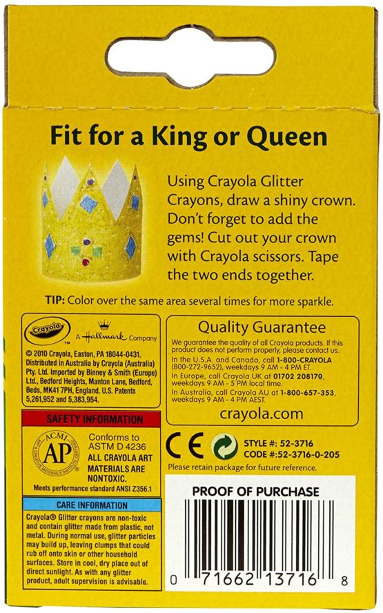 Crayola - 52-3716 – Glitter 16 Wax Crayons - Image 2